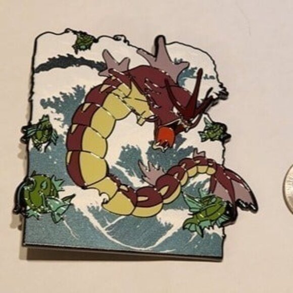 HUGE Red Shining Gyarados & Magikarp Pin – Limited Tsunami Pokémon Collectible - Picture 5 of 7